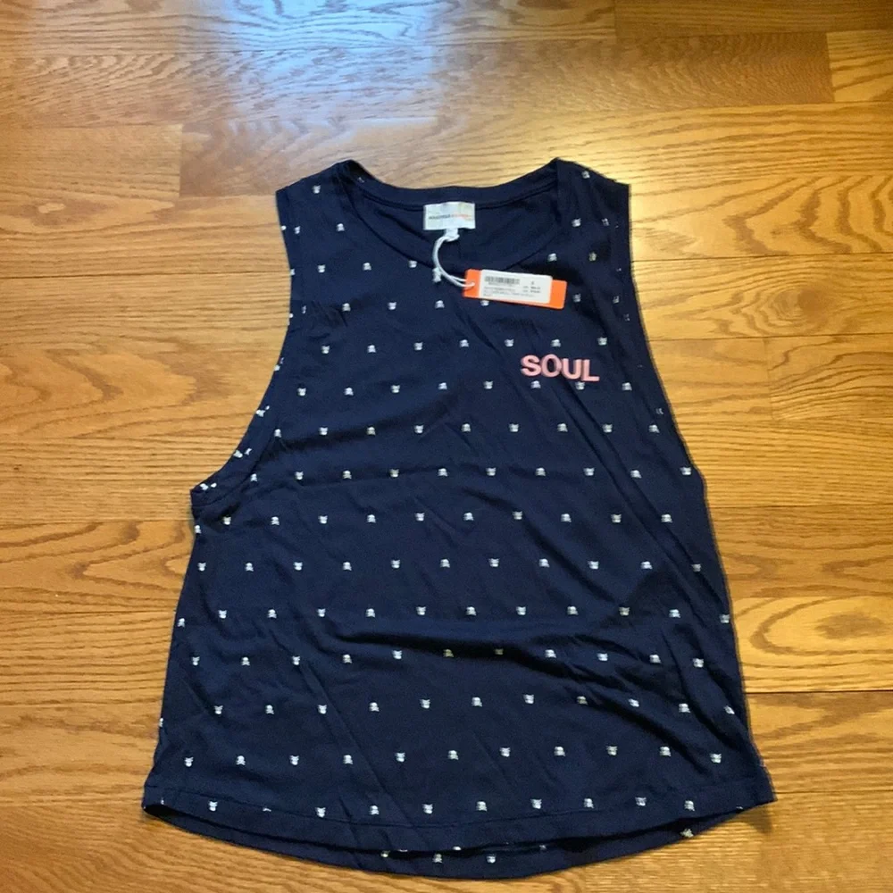 NWT 🏴☠️ Soulcycle x Sundry Navy Blue Skull Print Tank. size S - Picture 1 of 7